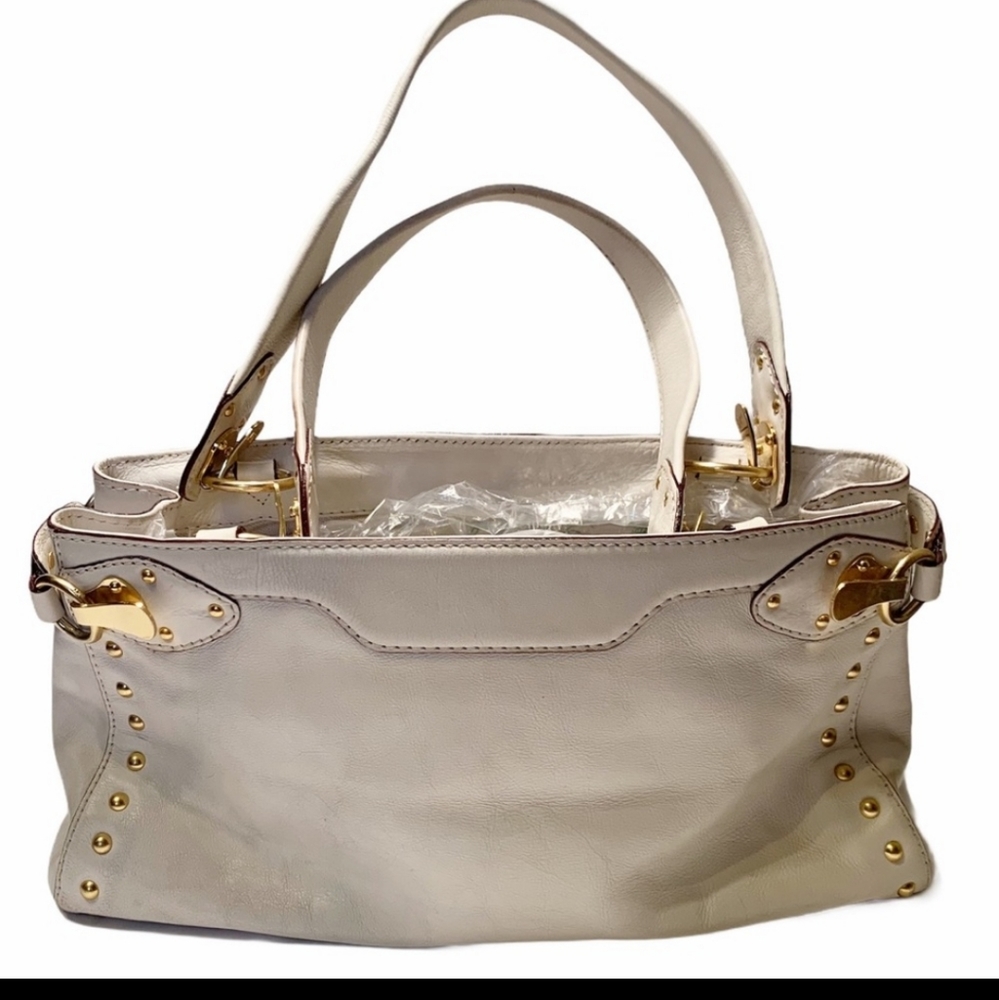 Michael Kors White Gold Studded Buckle Handbag - Picture 4 of 9
